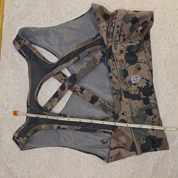 Womens Born Primitive Sports Bra Tan Green Paint Splatter X-Factor Size Small - Picture 5 of 13